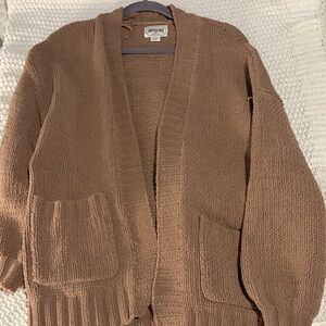 American Eagle Outfitters Brown Knit Open-Front Cardigan